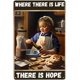 thumbnail image 1 of Letrero de hojalata de 20 x 30 cm "Donde hay vida hay esperanza", decoración de pared retro con texto "Girl Makes the Bread", pieza decorativa para habitación, bar o tienda., 1 of 8