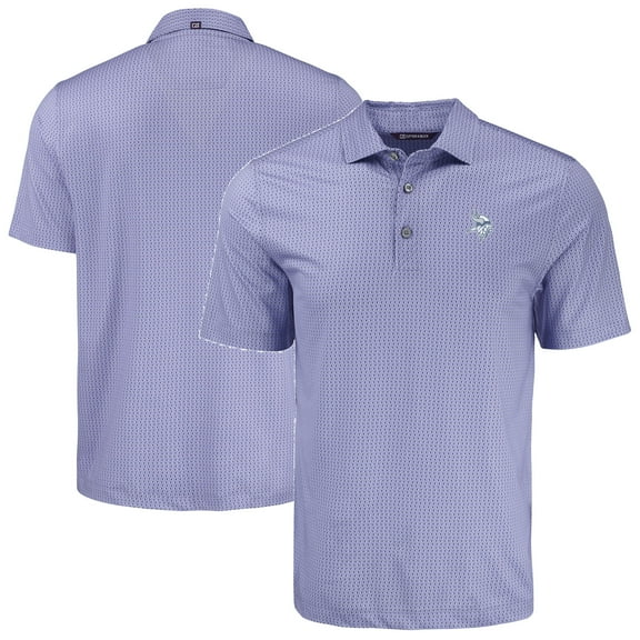 Men's Cutter & Buck Purple Minnesota Vikings Pike Eco Shadow Check Print Recycled Polo
