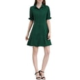 thumbnail image 1 of INSPIRE CHIC Vestido de Camisa de Botones de Color Sólido de Manga Corta para Mujeres M Verde Oscuro, 1 of 6