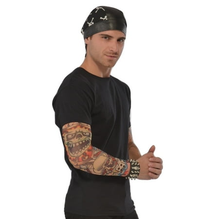 Faux Tattoo Sleeve Biker Punk Skull Rocker Tattoos Halloween Costume Accessory - Walmart.com