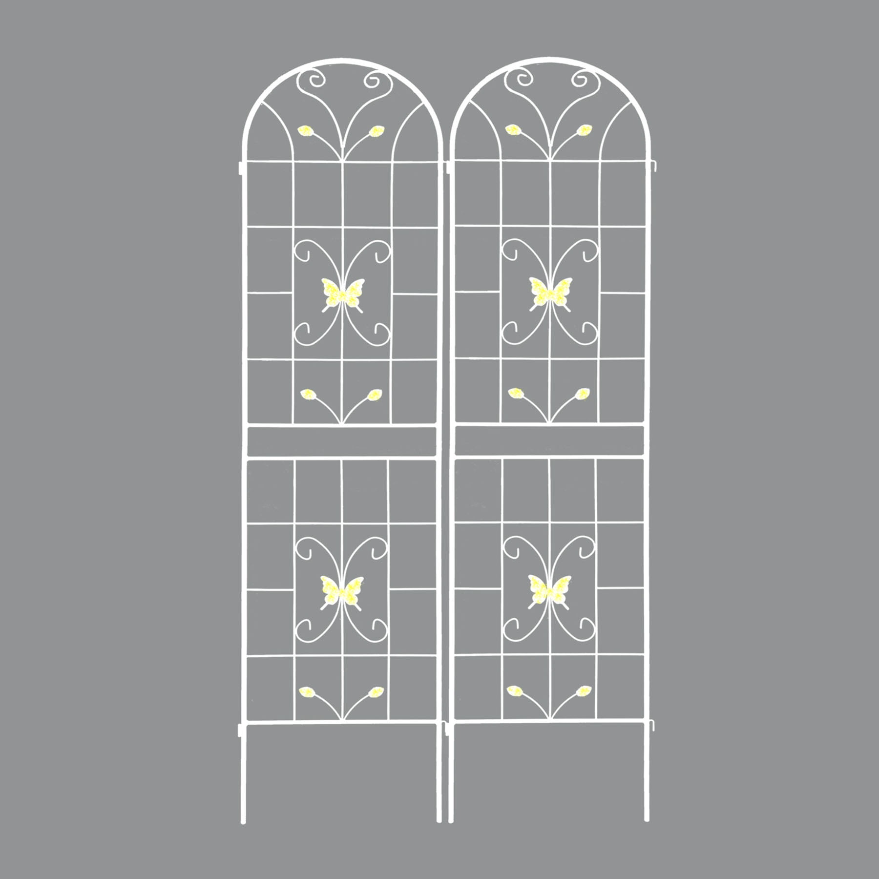 4 Pack Large Garden Trellis 86.7"H x 19.7" W Heavy Duty Rustproof White Iron Plant Trellis for Potted Plant Support Metal Climbing Rose Trellis Vine Vegetable Cucumber