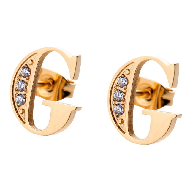 Aretes Mujer LuckyLy, Inicial Letra A, Acero Inoxidable con Oro 18k y Zirconia Cúbica, Modelo Tina dorado UNITALLA