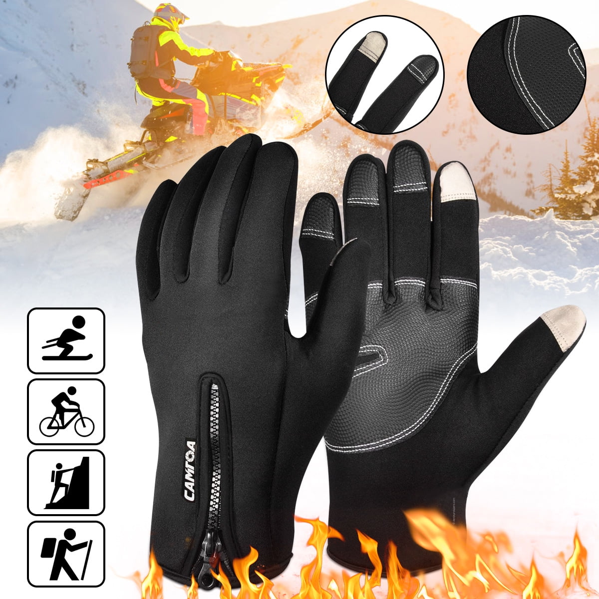Waterproof Bike Cycling Thermal Warm Anti Skid Full Finger Touch Screen Gloves 