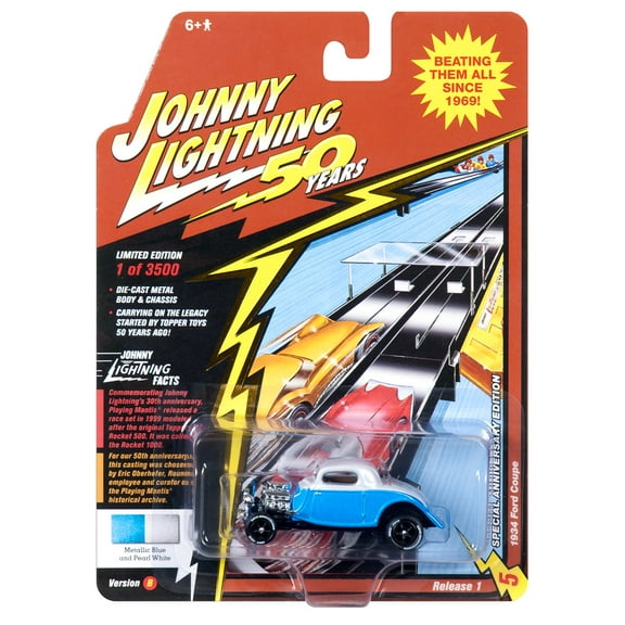 Johnny Lightning Jlcg018 Classic Gold Ver B 1934 Ford Coupe Blue N Pearl