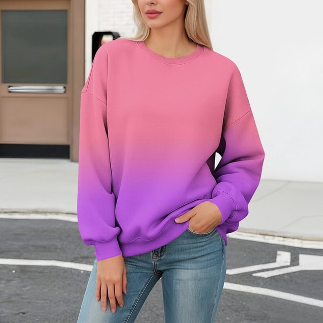 TaTaai Printed Long Sleeve Blouse for Women, Soft Loose Fit Sweatshirt, Breathable Round Neck Top, Ideal for Daily Use, Travel, Sports and Leisure Wear Gift