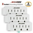 thumbnail image 4 of Maximm (3-Pack) 3 Outlet Grounding Adapter With Grounding Plug White, Turn 2-Prong Outlet To 3-Wire Grounding Outlets, ETL Listed, 4 of 4