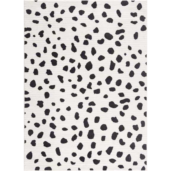 BoutiqueRugs Tariffville Black & White Dalmatian Area Rug - Black, White, Charcoal - 2' x 2'11"