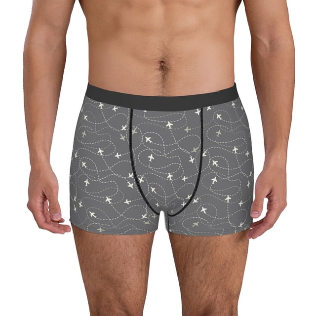 Fotbe Airplane Routes Around The World Calzoncillos Tipo Boxer con Bolsa de Soporte Total para Hombre, X-Temp Fresco, Transpirable y de Secado Rápido-Large