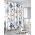 thumbnail image 3 of Blue Brown Coastal Extra Long Shower Curtain Set, Waterproof Shower Curtains for Bathroom, Nautical Summer Beach Sea Turtle Washable Fabric Cloth Bath Curtain for Bathtub with Hooks 72x96 Inches, 3 of 6