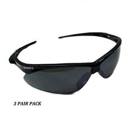 3 PAIR JACKSON NEMESIS 3000356 SAFETY GLASSES BLACK SMOKE MIRROR LENS