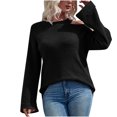 thumbnail image 2 of AOOCHASLIY 2023 Womens Sweater Women Casual Comfortable Fashion Solid Pullover Long Sleeve Round-Neck Sweater, 2 of 5