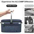 thumbnail image 3 of ALLCAMP Picnic Basket - 2 Ice Box Included 32L Insulated Cooler, Thickening Foldable Picnic Basket with Removable Baskets & Sewn-in Frame, Basket for House Warming Gifts New Home(Blue), 3 of 6