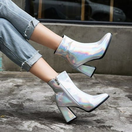 

MIARHB Vintage Boots Short Boots Lace Up Thick High Heel Middle Boots Women s Short Boots