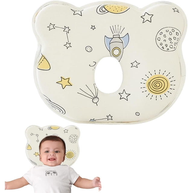 Almohada de Bebé Suave y Transpirable para Prevenir el Síndrome de Cabeza Plana Plagiocefalia, Cojín Moldeador Cabeza Bebé para Niños y Niñas 0 a 12 Meses