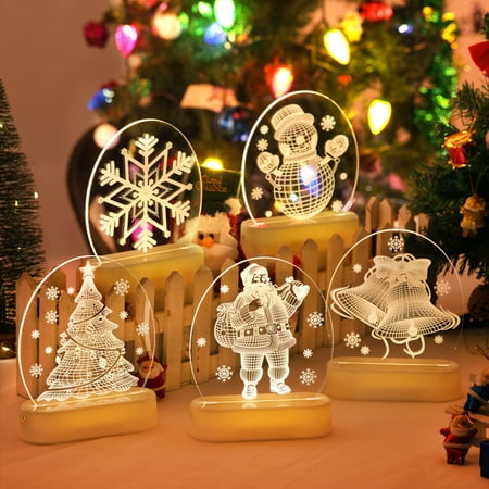 

Pontos LED Lamp Christmas Theme Pattern Energy-Saving PS Snowman Xmas Tree Table Light for Home