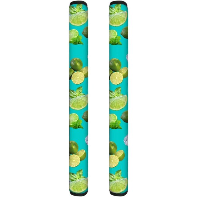 NETILGEN 2 Pieces Fridge Door Handle Covers, Green Lemon Ice Cubes Printed Handmade Kitchen Applience, Keep Fingertips Dust Food Stains Decor Protector Microwave Oven with Handle Washable