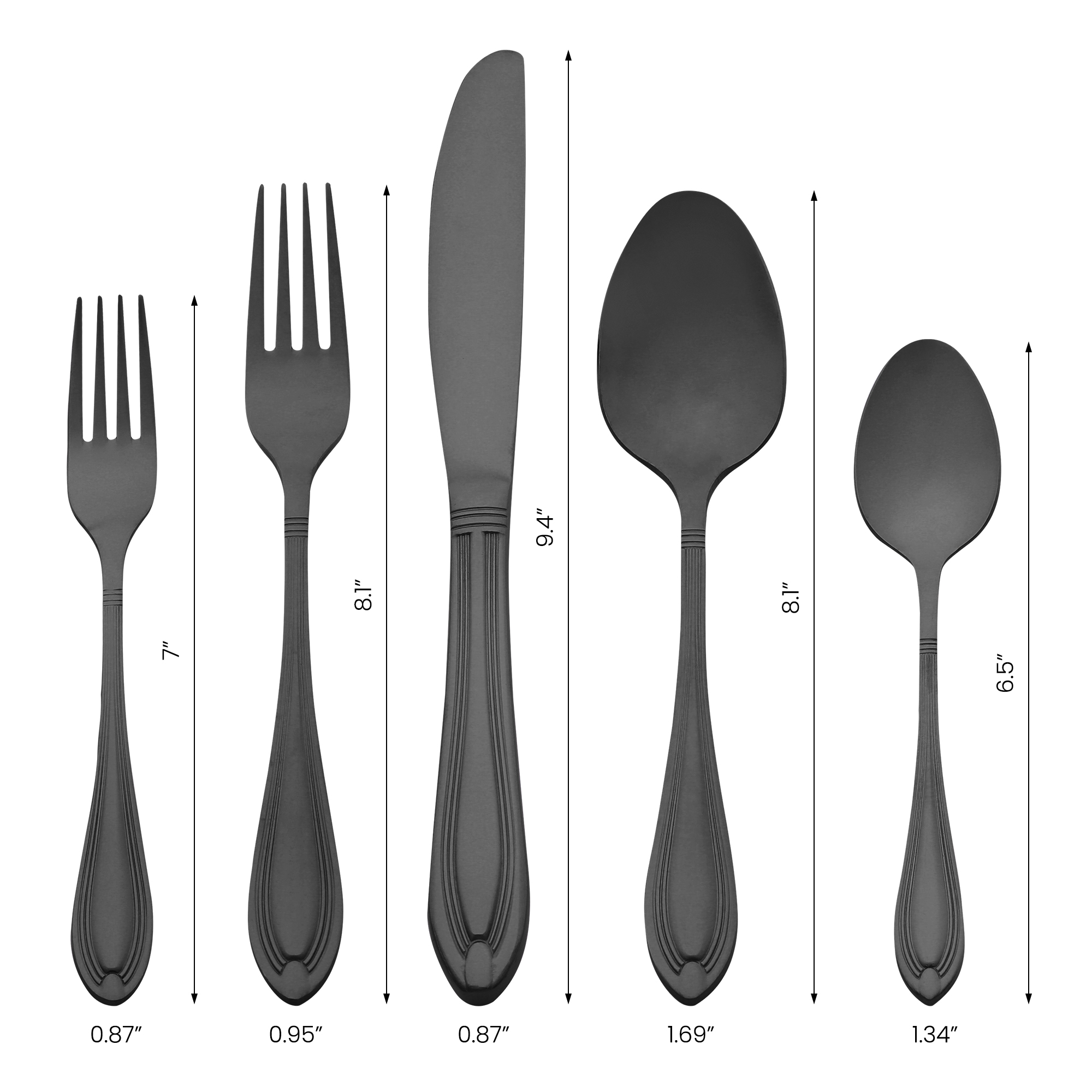Unique Bargains 20 Pieces Stainless Steel Flatware Silverware Set Black