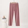 thumbnail image 2 of Oalirro Women's Pajama Pants Fashionable Solid Color Fleece Casual Comfy Wide Leg Home Wear Elastic Waist Pajamas Pants, 2 of 3