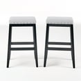 thumbnail image 6 of Bar Stools Set of 2, 29.60" Counter Height Saddle Stools with Fabric Upholstered Seat and Nailhead Trim, Solid Wood Backless Barstools for Kitchen Island, 6 of 8