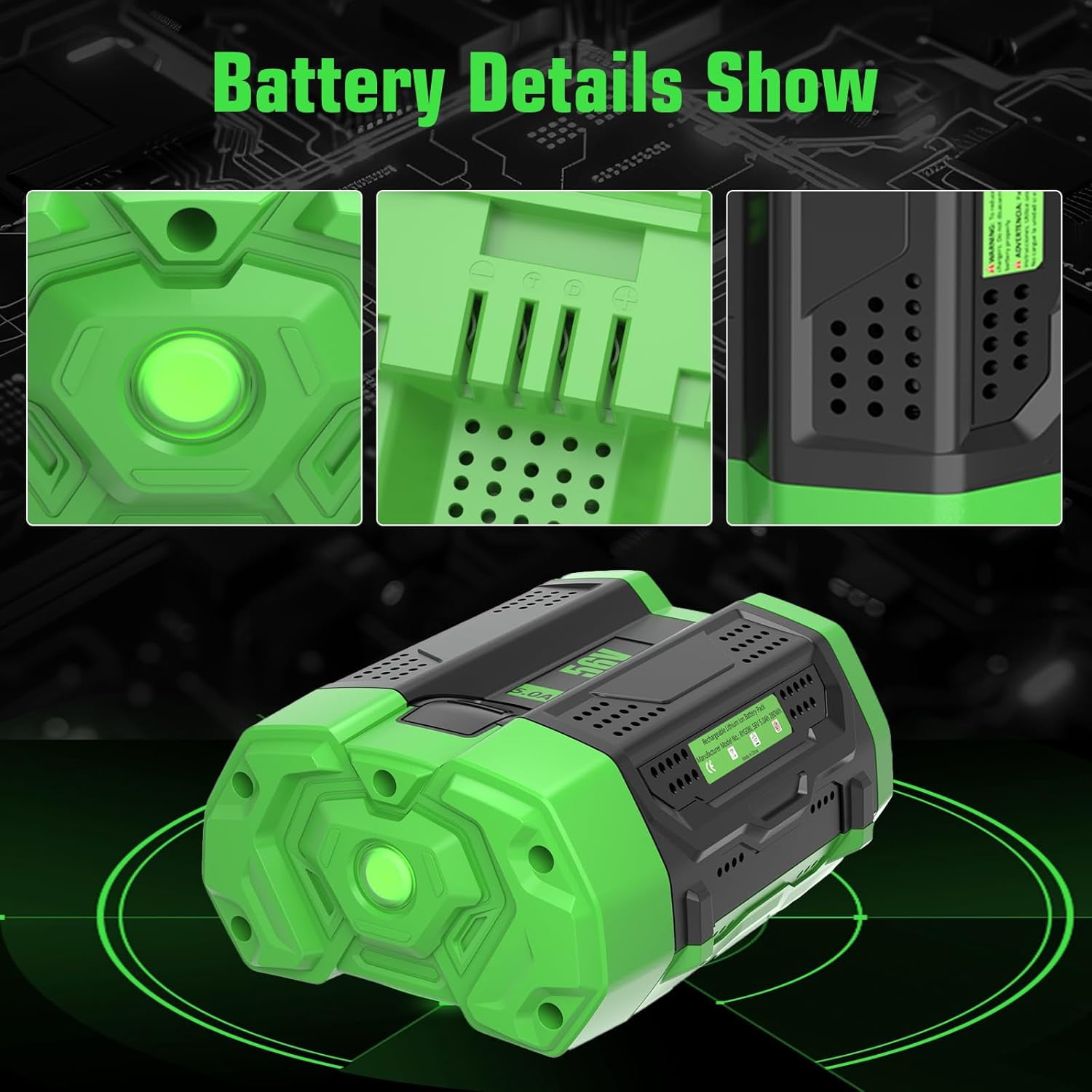 2Pack 56V 5.0Ah Replacement Battery Compatible with EGO 56V Battery Compatible with EGO 56 Volt 5000mAh BA2800 BA4200 CS1604 CS1804 CS1403 HT2400 LB6504 LB5804 LB6500 LB4800 Power Tool (5.0-2Pack)