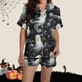 thumbnail image 5 of Hvot&aat Halloween Pajamas Women Sets Silk Satin Ghost Graphic Cute Sleepwear Short Sleeve Shirts and Shorts Sets, 5 of 7