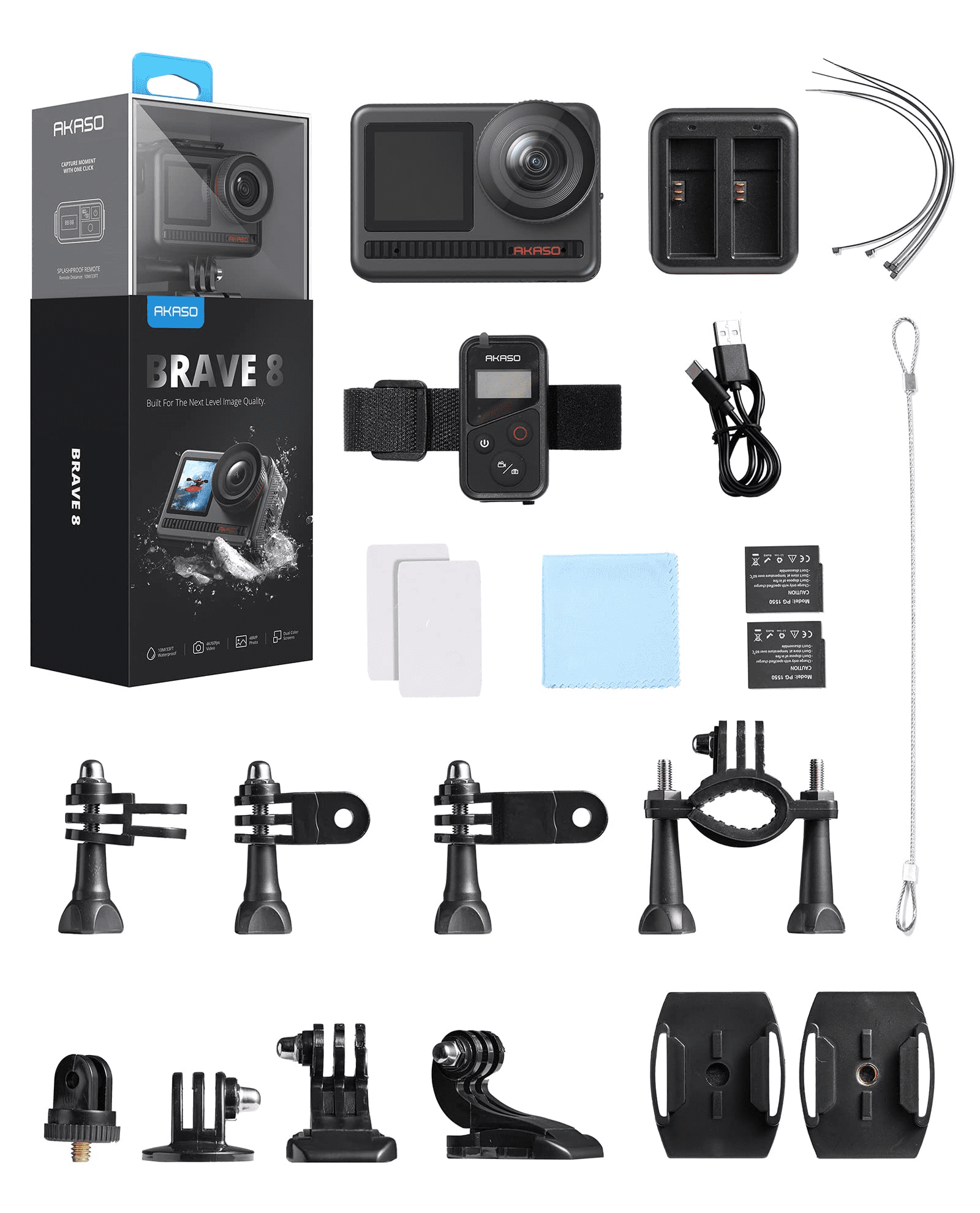 AKASO Brave 8 4K60FPS Action Camera, 48MP Photo Touch Screen 