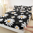 thumbnail image 3 of Homewish Black White Flower Twin Sheet Sets for Kid, Groovy Daisy Floral Twin Fitted Sheet, Kawaii Cartoon Theme Flat Sheet, Microfiber Bedroom Decor, 3pcs, 3 of 7