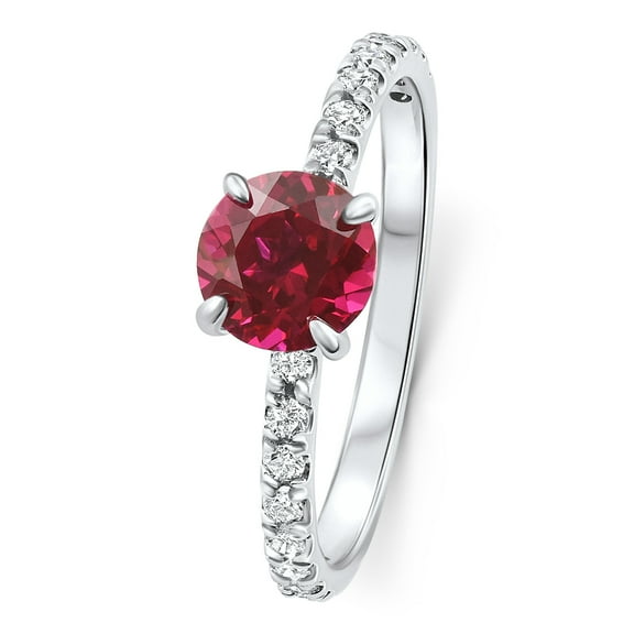 Pompeii VS 1Ct Round Ruby Diamond Ring 10k Gold Lab Grown (G/H,VS2-SI1)
