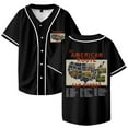 thumbnail image 2 of Sam Barber The American Route Tour 2026 Jersey de béisbol camisa con cuello en V mujeres hombres ropa de calle de manga corta,Red,2XL, 2 of 3