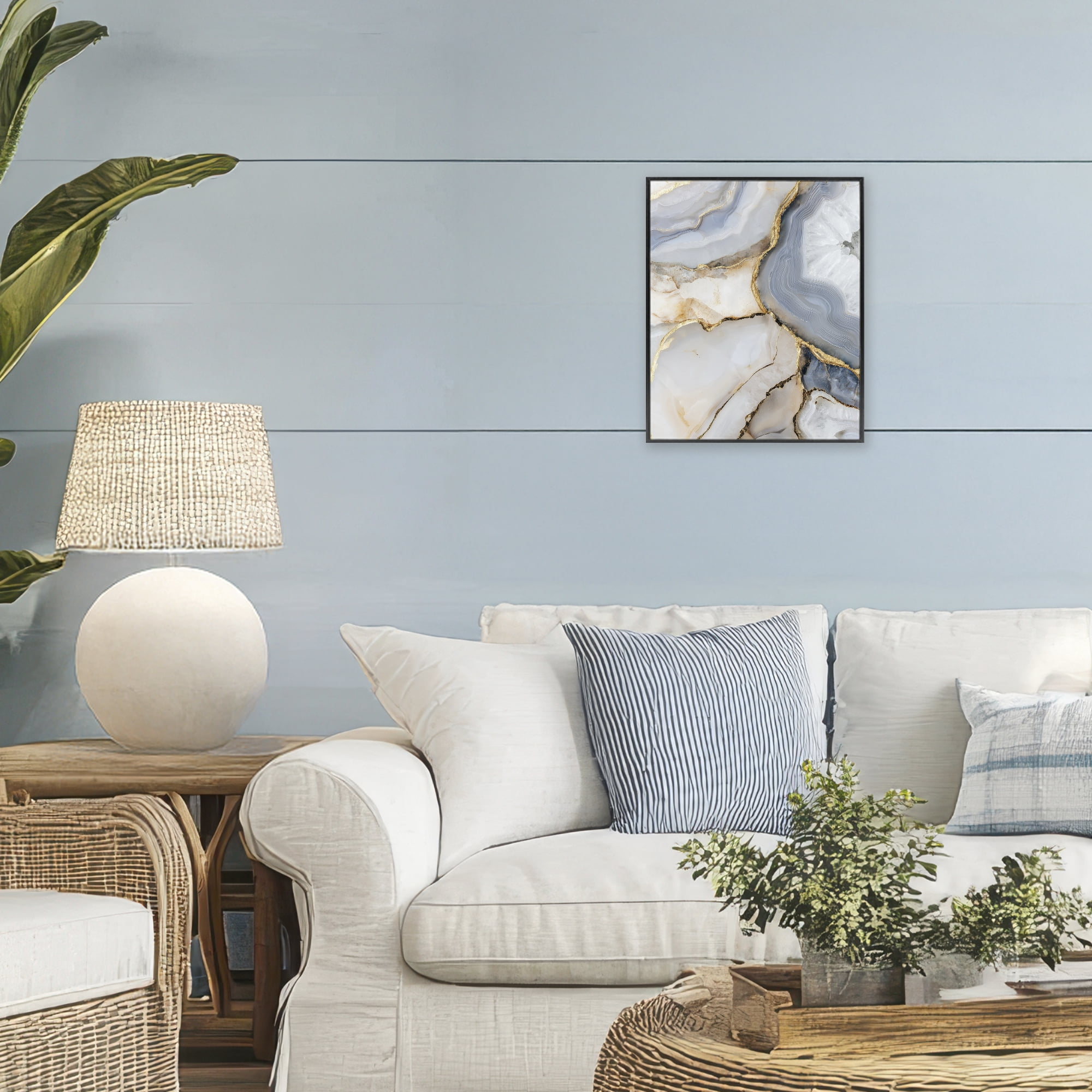 Stupell Industries White And Gray Geode Black Framed Giclee Art, design by Svetlana Aleynikova