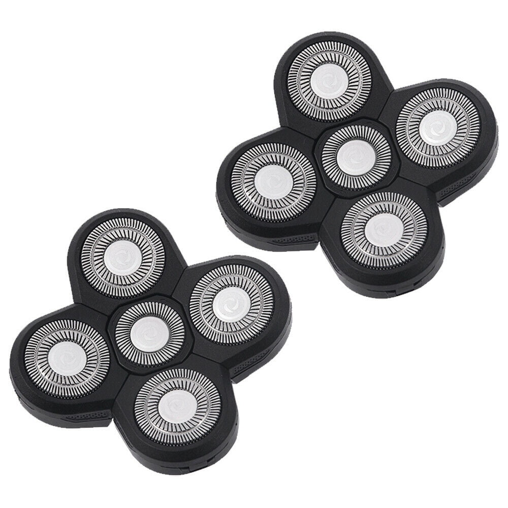 Jinyi 2 Pack Shaver Blade 5 Heads Beard Cutter Head,Head and Face Electric Razor,Shaving Bald Tool for 4D Electric Razor(Black)