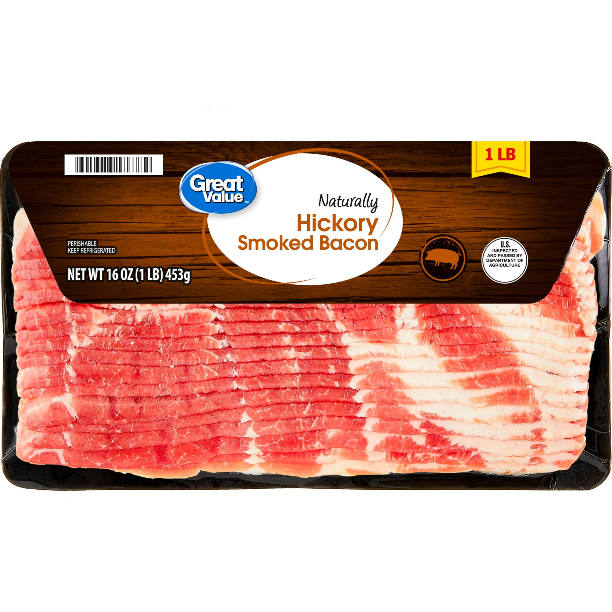 Great Value Sliced Hickory Smoked Original Bacon, 16 oz