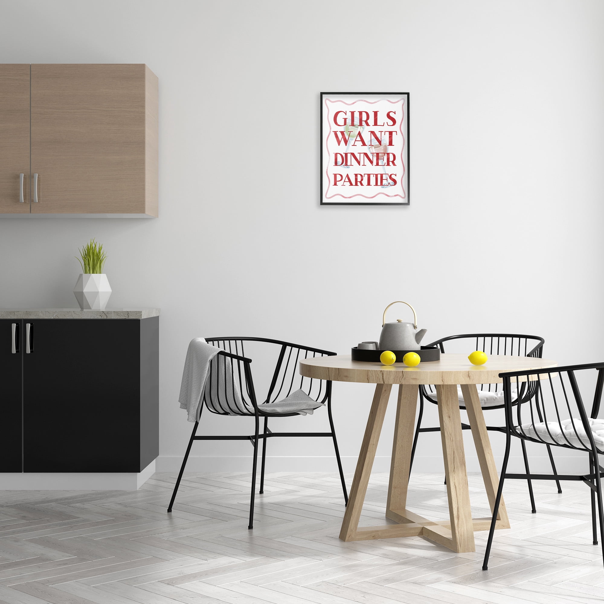 Stupell Industries Girls Want Dinner Parties Food & Beverage Painting Black Framed Art Print Wall Art, 16 x 20