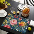 thumbnail image 4 of Pioneer Flower Floral Print Pattern Summer Placemats Table Placemats Set Of 4-Linen Kitchen Washable Placemats Table Mats 12x18 Inch Non-Slip Heat Resistant, 4 of 6