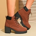 thumbnail image 2 of Women's Ankle Boots Fashion Heel Lace Up Platform Booties Comfortable Casual Leather Shoes for Everyday Use, 2 of 8