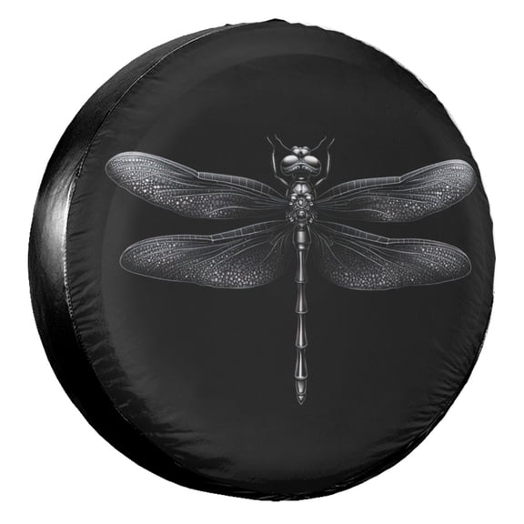 KAKALAD Dragonfly Black Spare Tire Cover Universal Vehicle Accessories Buckle Car Tools 14”in