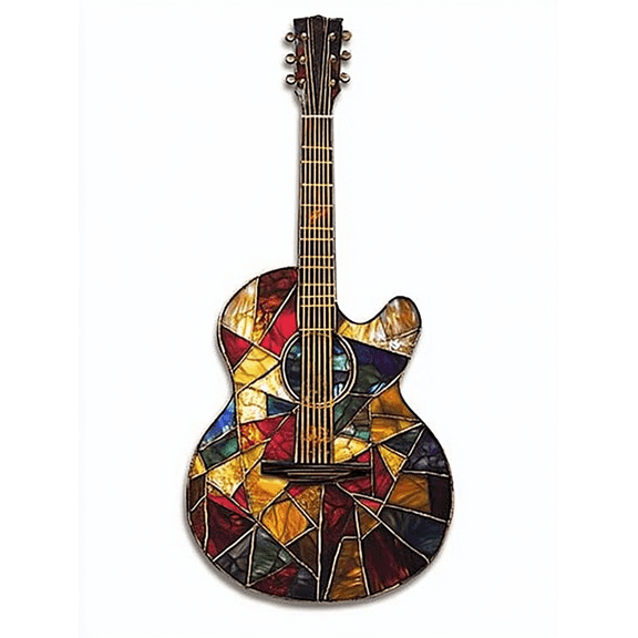 Stained Glass Guitar Wall Art Decor，Suitable for Living Room， Bedroom， Studio， Office， and Music Room Decoration.