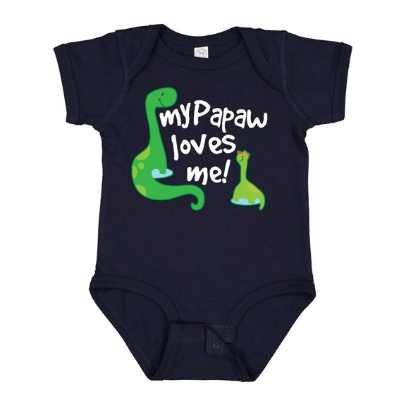 Inktastic My Papaw Grandpa Loves Me Dinosaur Boys Baby Bodysuit