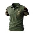 thumbnail image 2 of Polo Shirts for Men Short Sleeve Button Collared Top Cowboy Summer Sports Golf Shirts Army Green L, 2 of 3