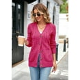 thumbnail image 5 of Women's Long Sleeve Cable Knit Sweater Open Front Cardigan Button Loose Outerwear, 5 of 5