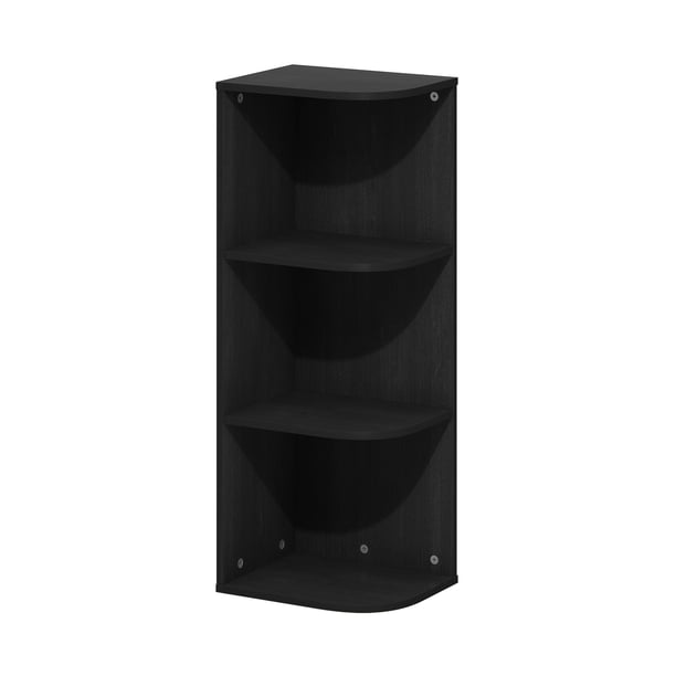 Librería de esquina con repisa abierta Furinno Pasir, 3 niveles, madera negra