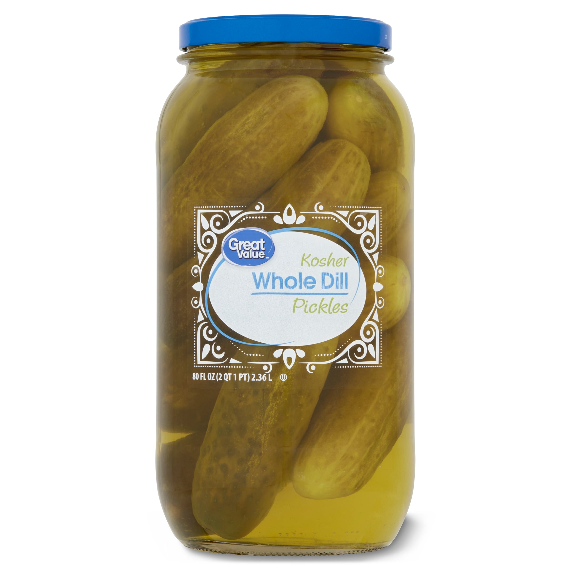 Great Value Kosher Whole Dill Pickles Fresh Pack, 80 fl oz