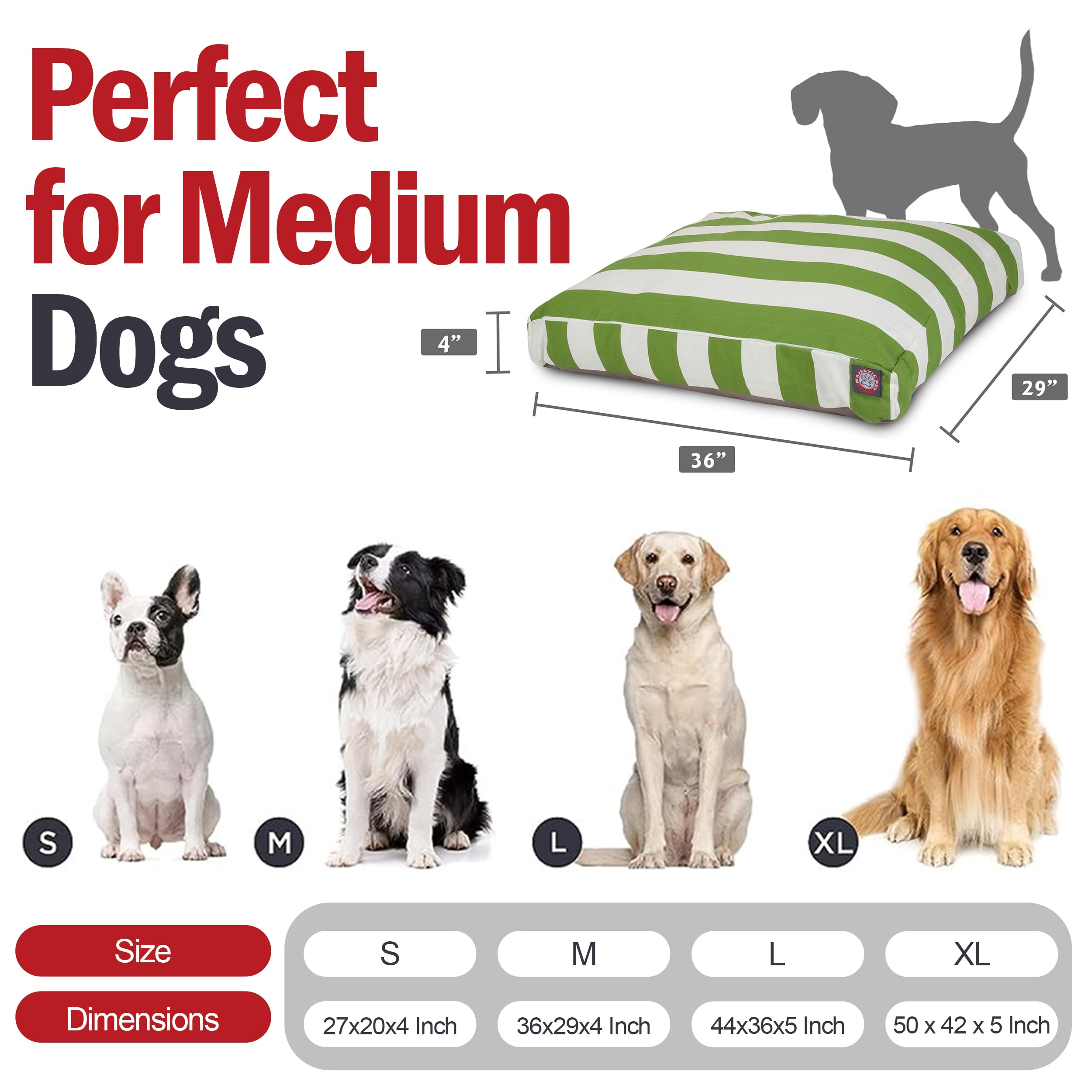 Orthopedic Memory Foam Dog Bed Medium 35x29x4 Inch Rectangle Washable Cover for Senior Dogs Durable Crate Bed Vertical Stripe Sage Green