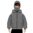 thumbnail image 4 of Boys Girls Balaclava Hooded Sweatshirt Full Zip Double Layer Hoodies Jacket Lightweight Warm Oversized Coat Trendy Outerwear, 4 of 9