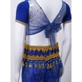 thumbnail image 6 of TiaoBug Kids Girls Floral Print Indian Belly Dance Outfits Shiny Crop Top with Bloomers Carnival Set Blue 3Pcs/Set 3-5, 6 of 7
