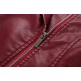 thumbnail image 5 of NARABB Women's LeatherJacket Leather Long Sleeved Metal Lapel Jacket Wine M, 5 of 7