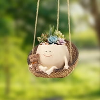 Cute Hanging Swinging Succulent Flowerpot, Paired With Little Bear - Hanging Flowerpot for Indoor and Outdoor Decoration, Unique Plant Flowerpot for Home/Yard/Garden, Perfect Gift for Plant Enthusias