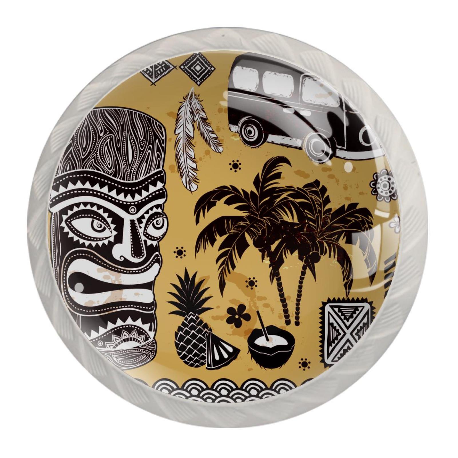 Ownta Vintage Tiki Round Glass Drawer Handles Knobs Pulls with screws