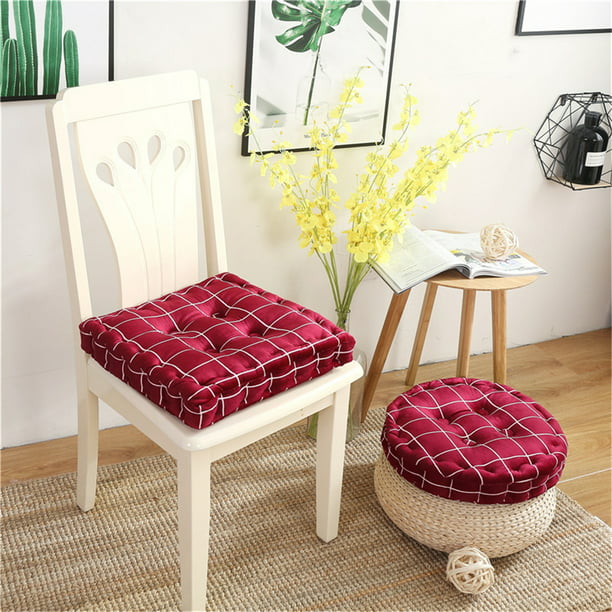 18 Inches Multi Gingham Dining Chair Pad Cushion Round