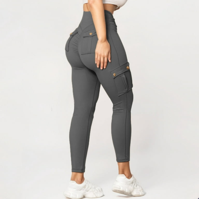 YYDGH Womens Scrunch Butt Leggings with Pockets High Waist Cargo Pants Work  Pants Gym Workout Leggings XL 